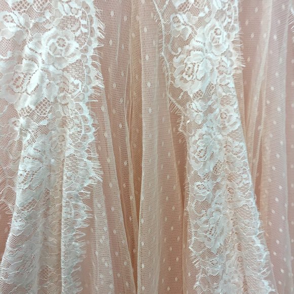 BLUSH Champagne Lace Rustic Wedding Dress, Cap Sleeve, Boat Neck Elegant Mother - Picture 14 of 15